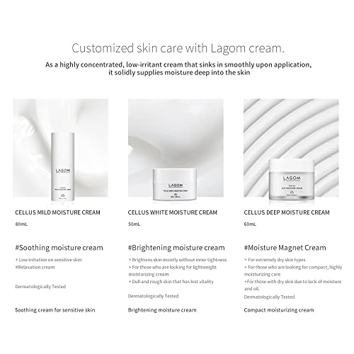 LAGOM Cellus Deep Moisture Cream A natural, advanced moisturizer with Ceramide and D-Panthenol (B5) for all skin types silky hydrating nourishing and protecting cream 2.02 Fl Oz