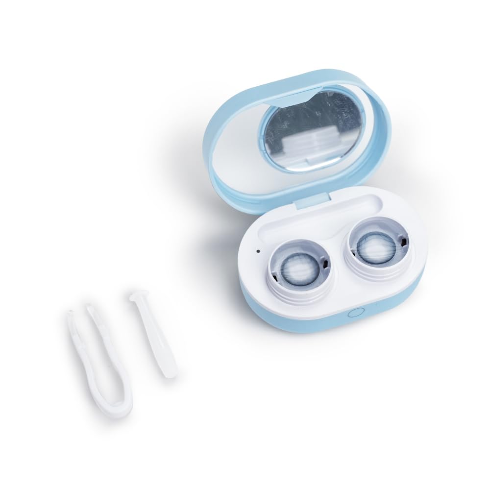 ReO2 Mini Pro Soft Contact Lens Cleaner with Advanced Electrophoresis Technology, with Mirror and Tweezer (Blue)