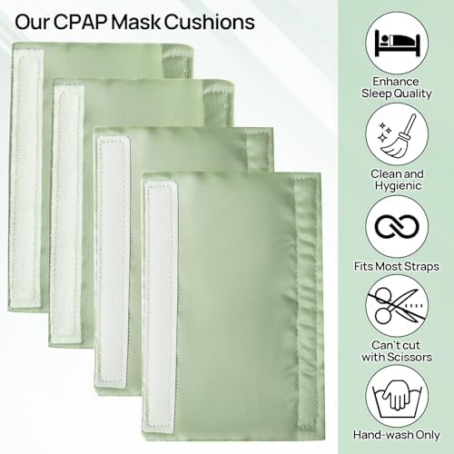 6 Packs Satin CPAP Strap Covers Soft, CPAP Mask Cushions, Breathable CPAP Strap Cushions, CPAP Hair Protector for Women and Man, Universal Silk CPAP Strap Covers for Reducing Red Marks (Light Green)