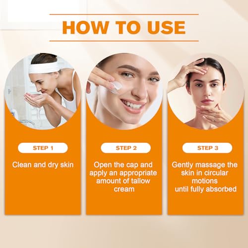 Beef Tallow for Skin, Moisturizer Cream, Nourishing and Hydrating Skin, Organic Beef Tallow & Honey Balm for Skin,Natural Grass-Fed Beef Tallow Cream with Raw Honey for All Skin Care (1 PCS,60g)