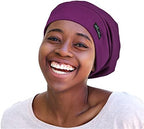 FocusCare Satin Lined Sleep Slouchy Cap Curly Girl Slap Headwear Gifts for Frizzy Hair Women