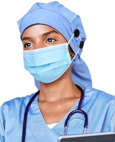 Satin Lined Work Cap with Button for Long Hair Women