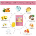 Turmeric Kojic Acid Cleansing Pads, Vitamin B5, Vitamin C Helps Balance Skin, 40 Pads Sugar Turmeric Cleansing Pads for Face