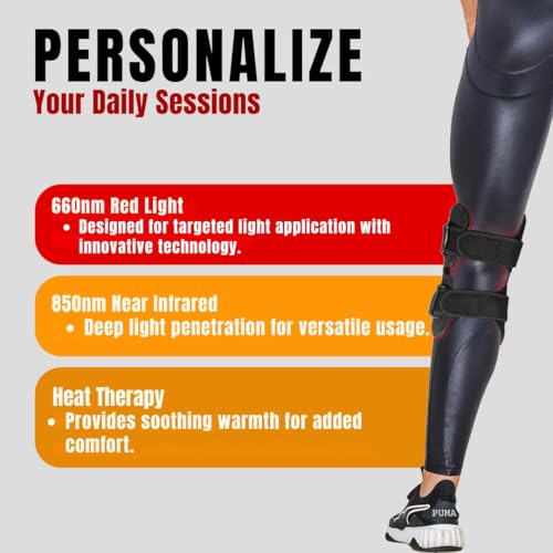 100% Medical Grade Red Light Therapy for Knee Pain Relief, Adjustable 850nm Near Infrared 660nm Red Light Wrap, Heated Knee Brace Device For Stiffness, Recovery and Joint Support