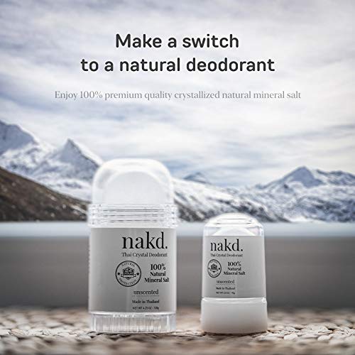 Stone – 2 Salt Crystal Deodorant Sticks, 4.25 oz. Regular + 2.5 oz. Travel Size – All Natural Unscented and Aluminum Free for Women & Men
