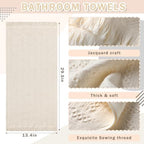 Boho Hand Towels Set of 4 Turkish Cotton 14 x 30 Inch Decorative Absorbent Face Head Towel for Bathroom Kitchen Decor Farmhouse Spa Gym Guest Gift(Beige)