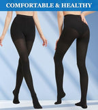 Extra Wide Compression Tights for Women 15-20 mmHg - Opaque Graduated Support Compression Stockings with Closed Toe for Lymphedema, Diabetic, Swelling, Arthritis - Black, 3X-Large