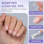 BTArtbox Extra Short Square Nail Tips - Short Squoval Gel Nail Tips, Natural Fake Nails with Tip Primer Cover, Pre-shaped Upgrade Matte Full Cover Nail Tips for Home DIY Nail Salon