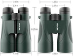 occer 12x50 Bird Watching Binoculars for Adults - High Powered Binoculars with Clear Large Image - Easy Focus HD Binocular with Long Range for Cruise Trip Hunting Travel Concert Stargazing,Green