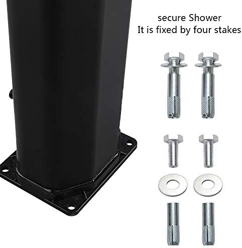 VINGLI Solar Heated Shower, 9.3 Gallon Outdoor Shower with Shower Head and Foot Shower Tap，for Outdoor Backyard Poolside Beach Pool Spa,Black (9.3 Gallon)