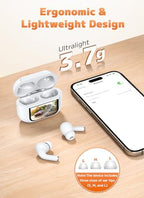 Wireless Earbuds, Bluetooth 5.4 Ear Buds with Multifunctional Touch Screen, ANC/ENC Noise Cancelling Headphones with 48H Playtime, Bass Stereo Sound, for Laptop, Android/iOS, Pad