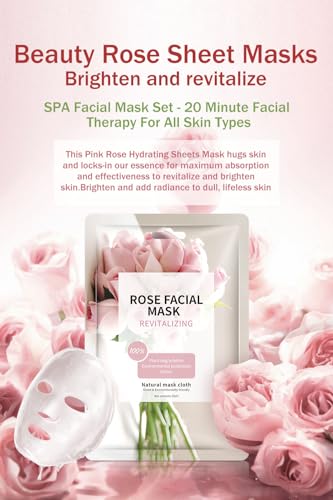 Face Masks Skincare, Christmas Gifts for Women, Facial Masks for Women Skin Care, Beauty Rose Sheet Masks, Bulk Face Mask Skin Care, Beauty Masks Gifts, Hydrating Face Masks, Facial Masks 10 Sheets