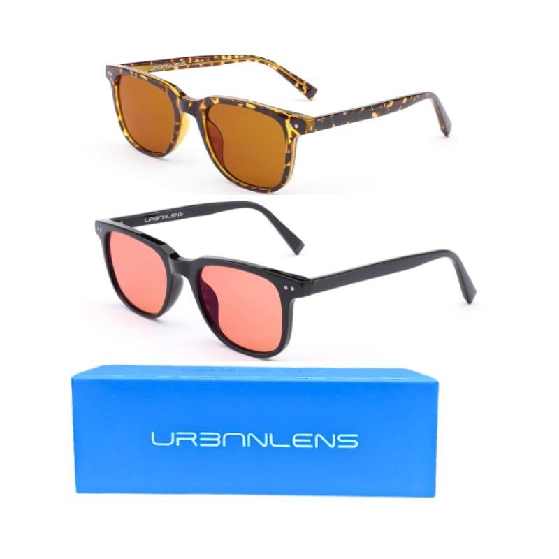 UrbanLens Indoor Fluorescent-41 Pink & Outdoor Fluorescent-60 Brown Tinted Migraine Light Sensitivity Glasses for Photophobia, Fluorescent LED Glare and Computer