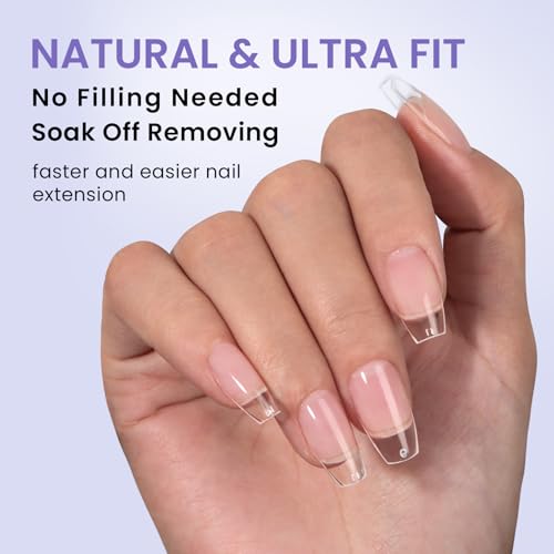 BTArtbox Short Coffin Fake Nails - 320pcs Short Nail Tips Pre-shape Half Matte Soft Gel Tips, Full Cover Clear Acrylic False Nails fot Nail Extension Home DIY Nail Salon