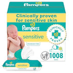 Pampers Baby Wipes, Sensitive, Water Based Wipe, Clinically Proven, Hypoallergenic, and Unscented for Babies, 1008 Wipes Total (12 Flip-Top Packs)