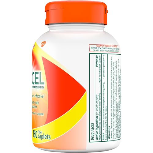 CITRUCEL Fiber Therapy Caplets for Irregularity, Easy to Swallow Methylcellulose, 180 Count
