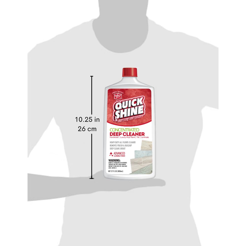 Quick Shine Multi Surface Deep Floor Cleaner and Wax Remover 27oz, 6Pk | Removes Wax Build-Up, Revitalizes Floors & Cleans Grout | Use on Hardwood, Laminate, LVT, Tile and Stone | Pro-Level Cleaning