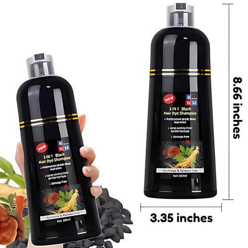 Hair Dye Shampoo for Gray Hair – 3-in-1 Natural Color, Shampoo & Conditioner – Ammonia-Free, Long-Lasting – 500ml – Quick & Easy Coverage for Men & Women (Wine Red)