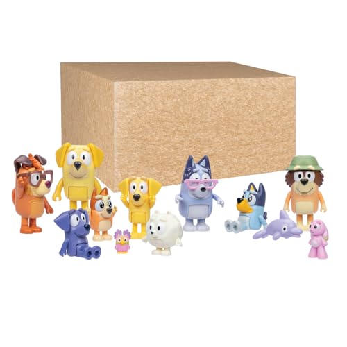 Bluey Figures Super Fan Collector Set – 12-Pack, Includes Chattermax, Grey Dancer, Lucky, Nana, Jean-Luc, Pom Pom, Grandad & More – Gift for Kids Ages 3+, Amazon Exclusive