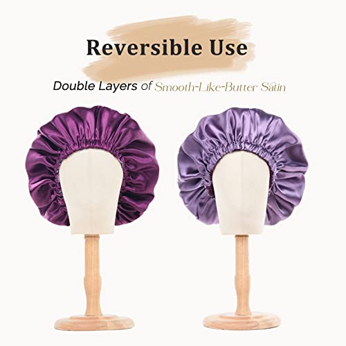 YANIBEST Double Layer Satin Bonnet Silk Bonnet Adjustable Hair Bonnet for Sleeping Hair Bonnets for Women Curly Natural Hair