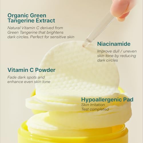 GOODAL Green Tangerine Vita C Toner Pads, Korean Skin Care, K-Beauty, Glass Skin, Pore Care, 70 Sheets, Valentine Day Gifts