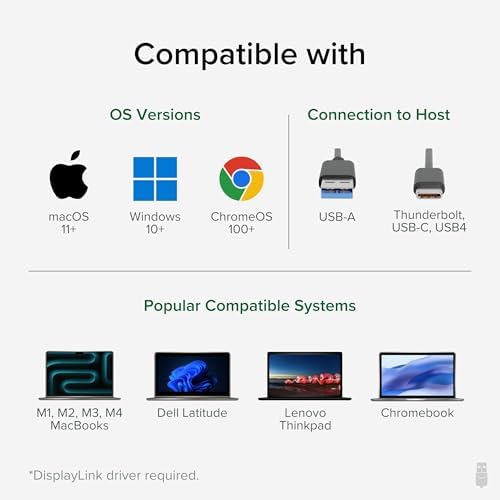 Plugable Universal Laptop Docking Station Dual HDMI Monitor for Windows and Mac (Driver Required), USB 3.0 or USB-C, 2X HDMI, Gigabit Ethernet, Audio, 6 USB Ports (UD-3900)