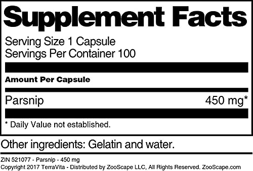 Parsnip - 450 mg (100 Capsules, ZIN: 521077)