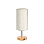 Yarra-Decor Bedside Table Lamp with USB Ports - Touch Control for Bedroom 3 Way Dimmable Nightstand Lamp with Round Fabric Shade for Living Room, Dorm, Home Office, Corded Electric, Without Battery