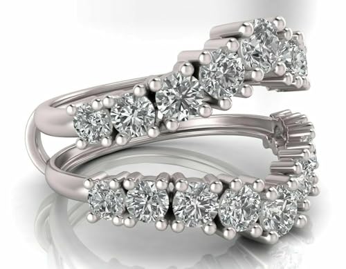 2.00 Ct Round Lab Created Diamond 14K White Gold Finish Enhancer Wrap Wedding Ring (YELLOW, 6)