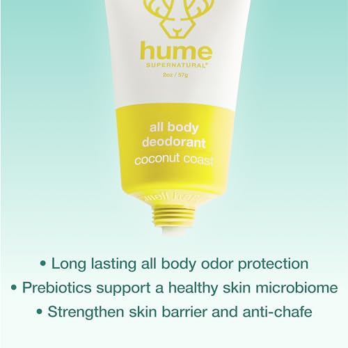 Hume Supernatural Invisible Whole Body Deo Balm - Full Body Protection - Aluminum Free, No Baking Soda - Anti-Chafing Odor Control - Clinically Tested on Sensitive Skin (Coconut Coast, 1-Pack)