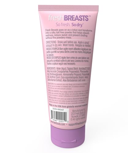 Fresh BREASTS Anti Chafing Deodorant Lotion to Powder, 3.4 Fl Oz (3 Pack) Anti Chafe Cream Whole Body Deodorant for Women, Inner Thighs & Areas that Sweat - No Talc, Aluminum and Fragrance