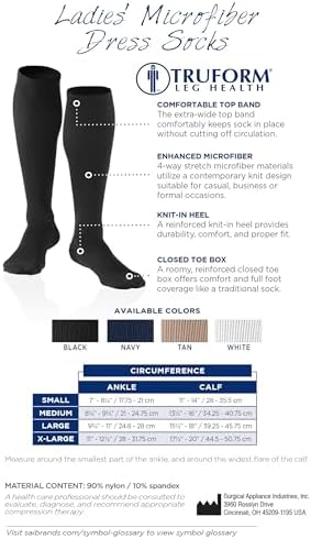 Truform Women's 15-20 mmHg Medical Compression Socks, Moderate Support Soft Stretch Comfort Microfiber, Knee High, Closed Toe, Tan, Medium