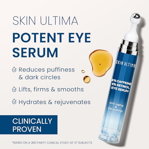 5% Caffeine 5% Retinol Eye Cream for Dark Circles, Puffiness and Bags, Hyaluronic Acid and Niacinamide Under Eye Cream Anti Aging, Eye Serum for Fine Lines, 360° Eye Massage Ball Roller