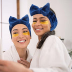 Semato Bachelorette Party Favor Set Bride Spa Headband Bride Headband and Bridesmaid Headband Skincare Headbands for Women Cute Bow Head Bands Party Supplies (navy blue)