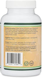 Prostate Support Supplement for Men's Health (120 Capsules) One Serving per Day for 30 Days Supports Prostate Function and Urinary Control (Saw Palmetto, Pumpkin Seed Oil, Selenium) by Double Wood