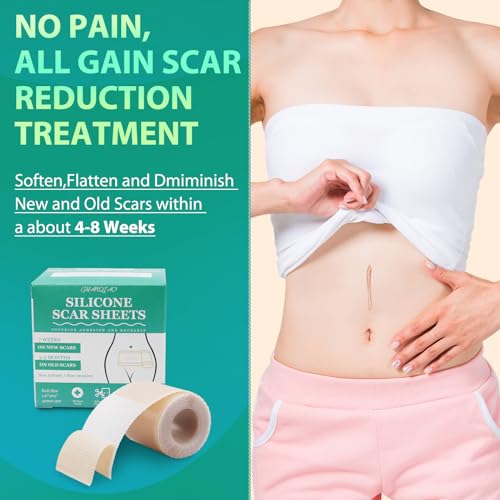 Silicone Scar Sheets, Medical Grade Silicone Scar Tape, Scar Removal Strips for Acne Scars C-Section & Keloid Surgery Scars Sheets Treatment Sheets -1.6"x 60" Roll-1.5M