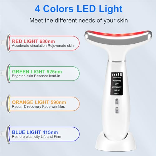 Red Light Therapy for face,Facial Massager,Skin Care Tool,for Anti-Aging, at Home,Lifting and Tightening Sagging Skin (Pearl White)
