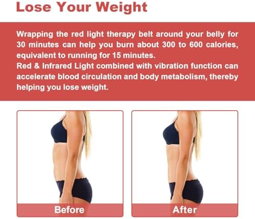 Near Infrared Light Therapy Heating Wrap Belt for Pain Relief Red Light Therapy Vibration Massager Pad for Body Back Knee Shoulder Waist Muscle Relaxation