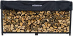 Woodhaven 8 Foot 1/2 Cord Firewood Log Rack With Optional Cover - Made In USA - Outdoor Use Lifetime Structural Warranty - Black Texture Powder Coat Finish - Made With Heavy Duty Steel