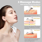 True Beauty Glow Facial Massager for Neck Care, Red Light for Face,Water Resistant 5-in-1 Led Facial Sculptor (White-Silver)