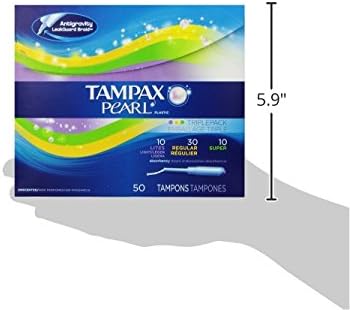 Tampax Pearl Plastic Tampons, Mutlipack, Light/Regular/Super Absorbency, Unscented, 47 Count (Packaging May Vary)