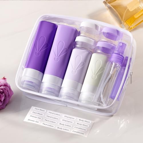 INSFIT Silicone Travel Bottles Set, 17 Pack Travel Size Toiletries, Leakproof Travel Bottles for Toiletries, Travel Accessories for Women, Airplane Travel Essentials, Travel Containers for Toiletries