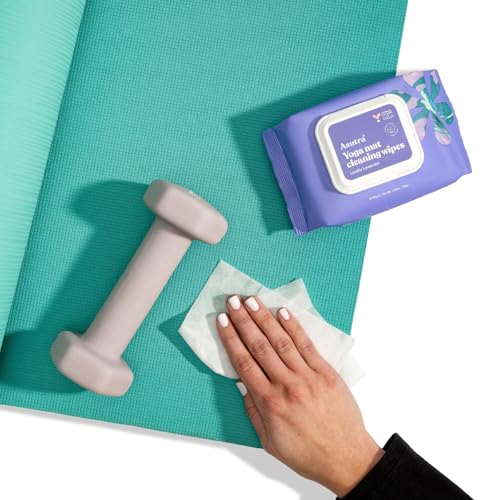 ASUTRA Yoga Mat Cleaning Wipes (Lovely Lavender), 4 Pouches (30 Wipes Each) - No Slippery Residue, Deep-Cleansing for Fitness Gear & Gym Equipment
