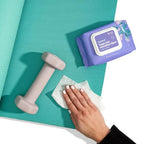 ASUTRA Yoga Mat Cleaning Wipes (Lovely Lavender), 4 Pouches (30 Wipes Each) - No Slippery Residue, Deep-Cleansing for Fitness Gear & Gym Equipment