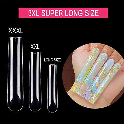 3XL Square Full Cover Nail Tips,SWETIDY 360PCS XXXL Straight Tapered Square Press on Nail Tips with Box for Nail Salons and DIY Nail Art, 12 Sizes with Box