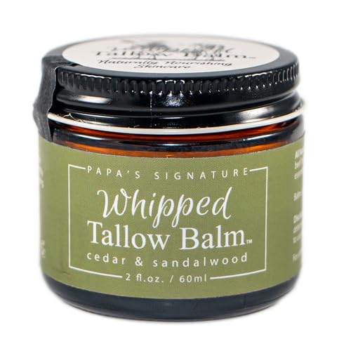 Handmade Whipped Tallow Balm, 100% Grass-fed Beef Tallow for Skin w/Organic Jojoba Oil, Natural Tallow Face Moisturizer, Relief For Dry Skin, Razor Burn, Chafed Skin - 2 oz (Cedar & Sandalwood)