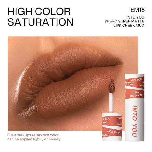 INTO YOU Matte Lipstick for Women, Matte Red Lipstick Long Lasting, Multi-Purpose for Lips and Cheek, Non-Stick Cup Not Fade Lip Stain Makeup Cosmetics Official Directly (EM18)