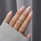 BTArtbox Press on Nails Short Almond - Aurora French Tip Press On Nails Almond, Spring Glue On Nails for Gifts, Natural Stick On Nails in 16 Sizes - 30 Fake Nails Kit, Athena