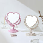 XPXKJ 7 Inch Vintage Heart Mirror - Elegant Desk Makeup Mirror with Double Sided 360 Degree Rotation Vanity Mirror for Coquette Room Decor (Beige 1pcs)