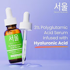 SeoulCeuticals Organic Polyglutamic Acid Serum - Korean Skin Care + Hyaluronic Acid + Centella Asiatica - K Beauty Anti Aging - Healthy Glowing Skin 1oz